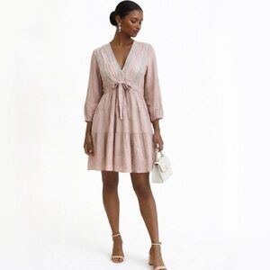 NWT BALTIC BORN Amelia Tiered Lace Bodice Adj. Waist Mini Dress Blush Pink XS💛